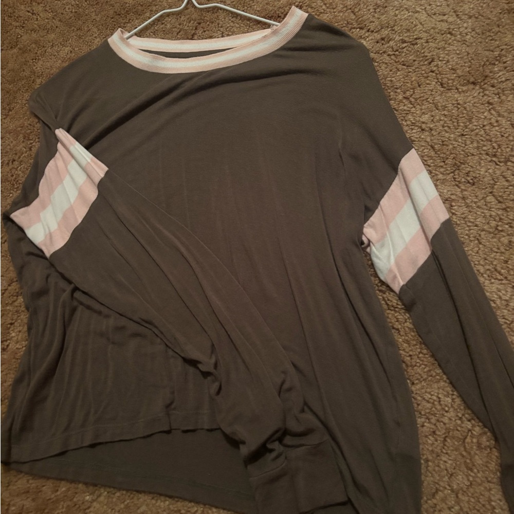 Women's Brown and Pink Long Sleeve Top